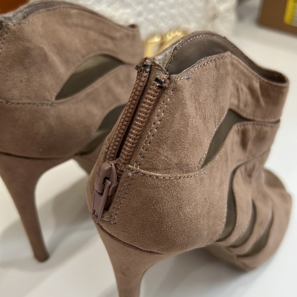 Nine West Faux Suede Peep Toe Booties - Picture 5 of 15